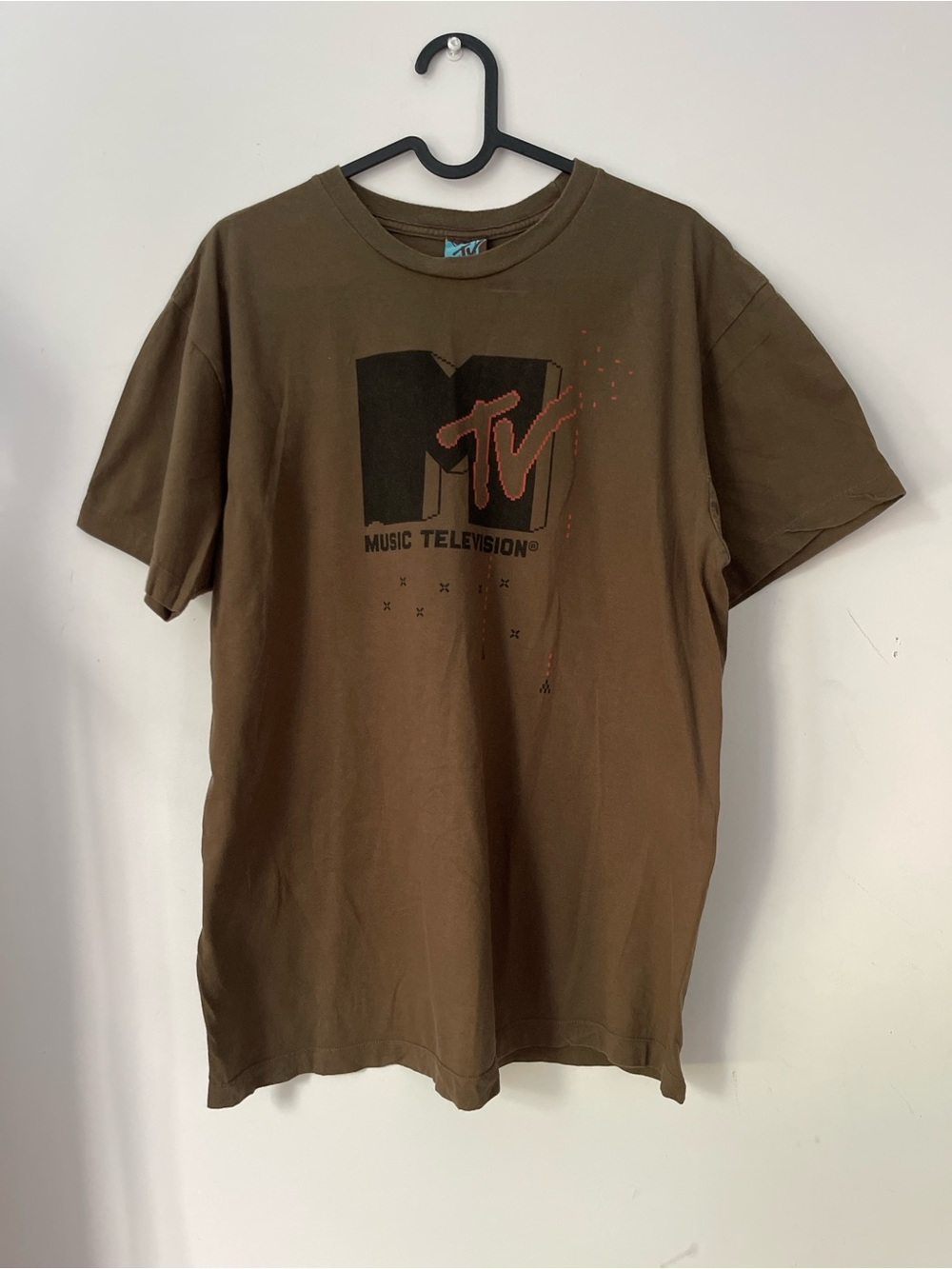 MTV Olive Short-Sleeve Logo Tee with Black & Red Print